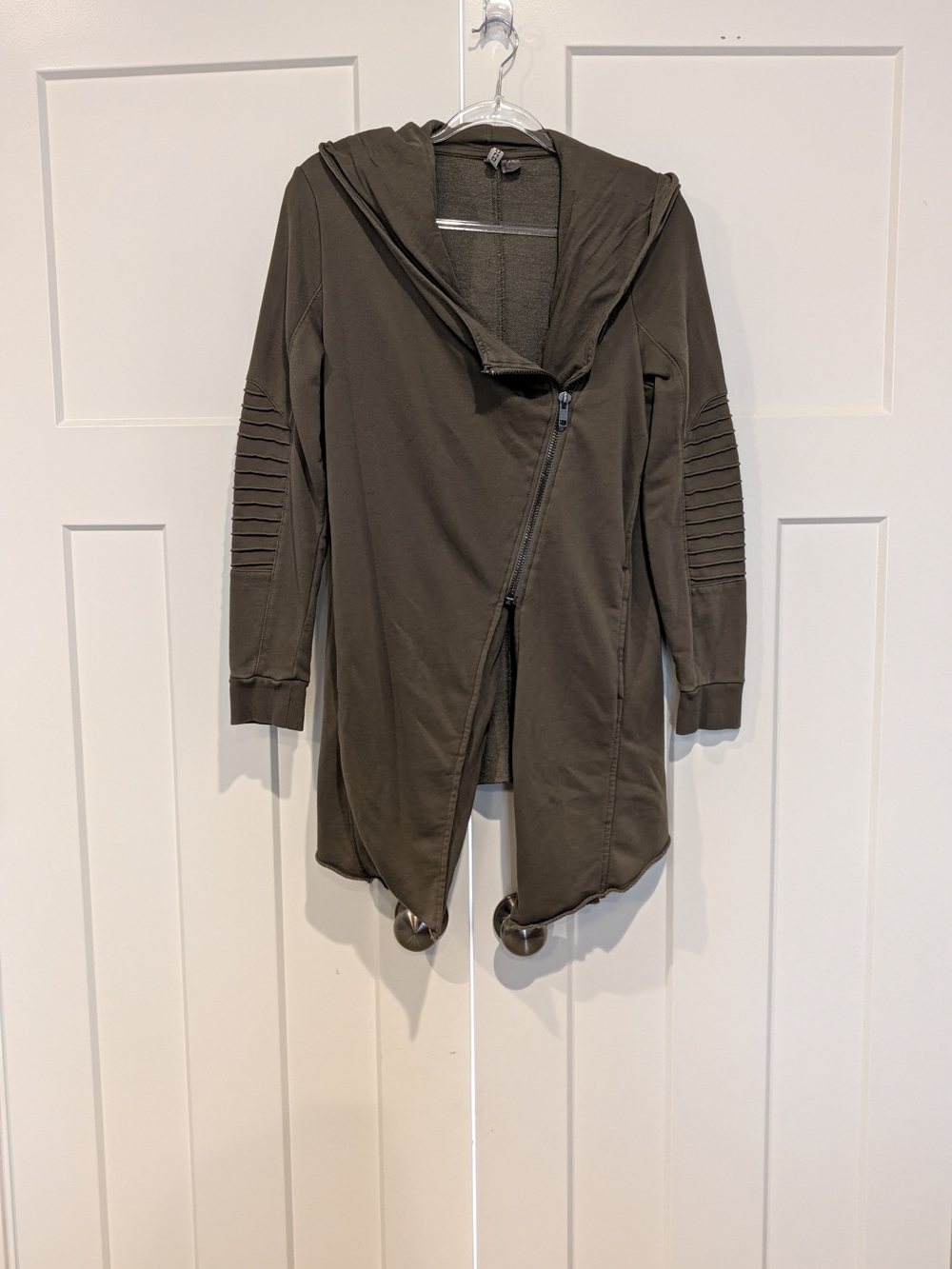 Divided Olive Green Asymmetrical Hooded Utility Jacket